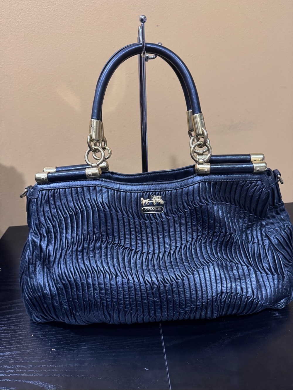Coach Madison Gathered Leather Carrie Satchel MSRP $698
